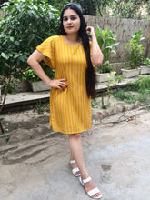 Mustard Striped A shape Dress